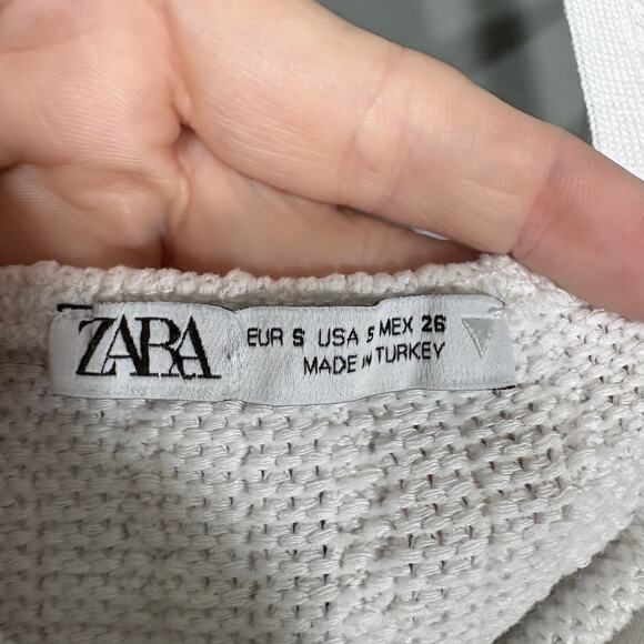 Zara Women's White Coquette Cable Knit Crop Top - Size Small - Double Straps - Picture 4 of 5